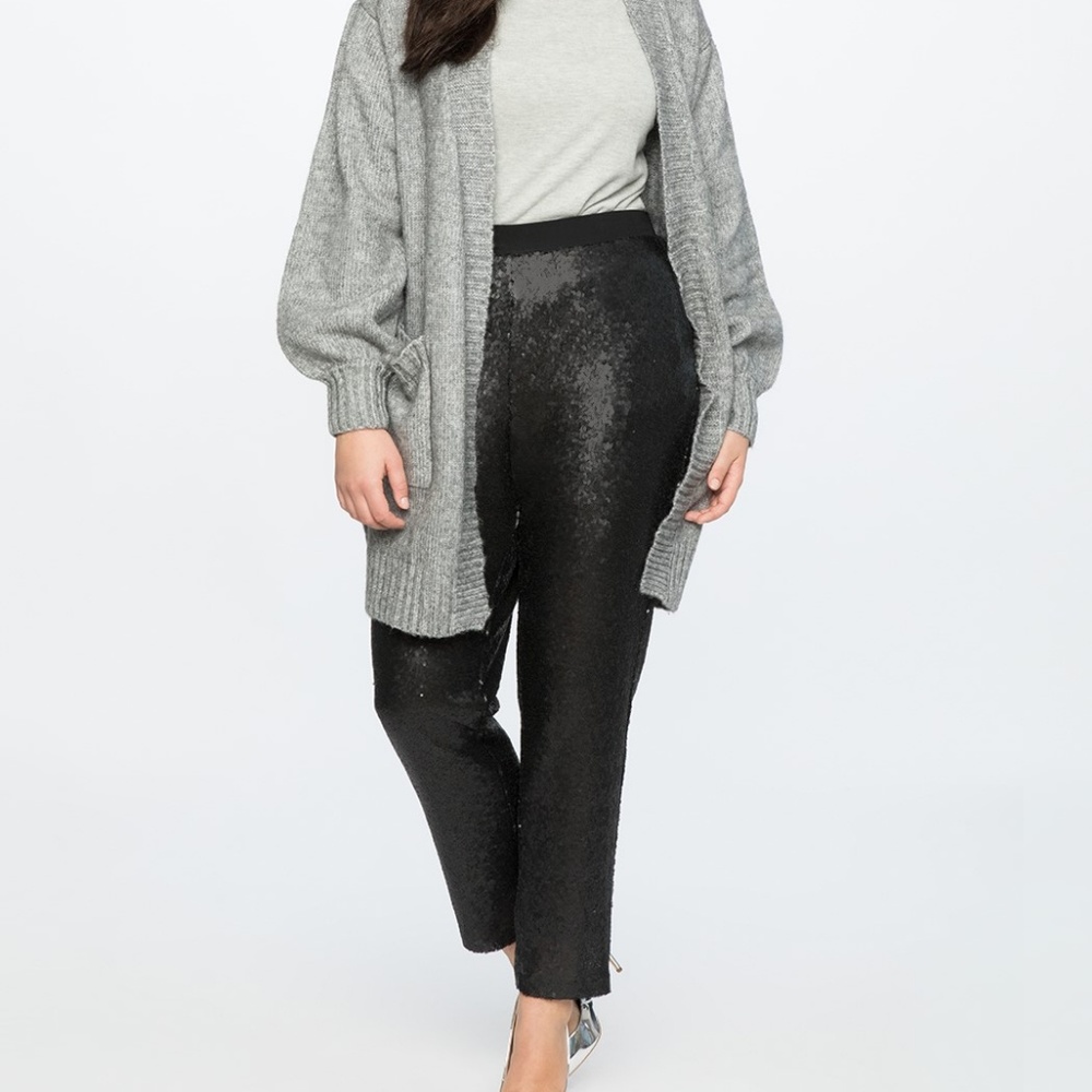 Eloquii sequin black joggers plus size 28